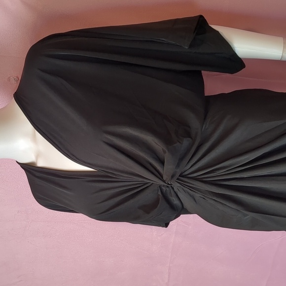 Boohoo Disco Slinky Twist Front Mini Dress in Black size 12 - Picture 2 of 6